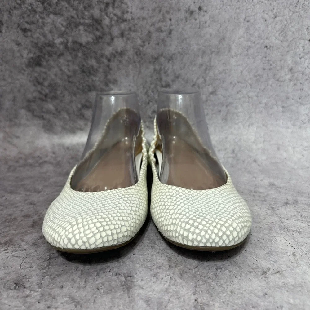 Vionic Alexa Ballet Flats Women 10 Cream Lizard Embossed Leather Snake Shoes